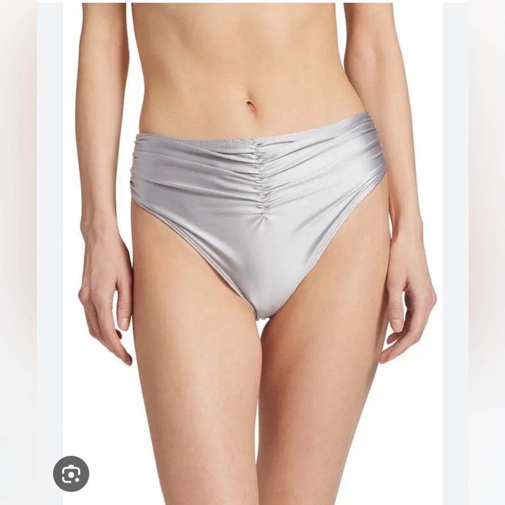 Good American Good Waist Ruched Bikini Bottom, New With Tags, Silver